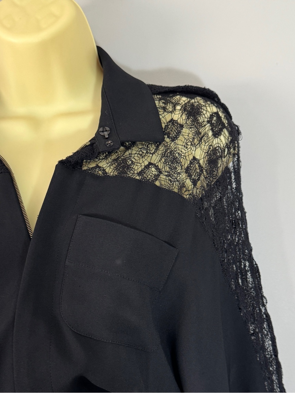 Roland Mouret Black abstract Lace Trompe L’Oeil Blouson Pencil Dress US 10 - Picture 6 of 16